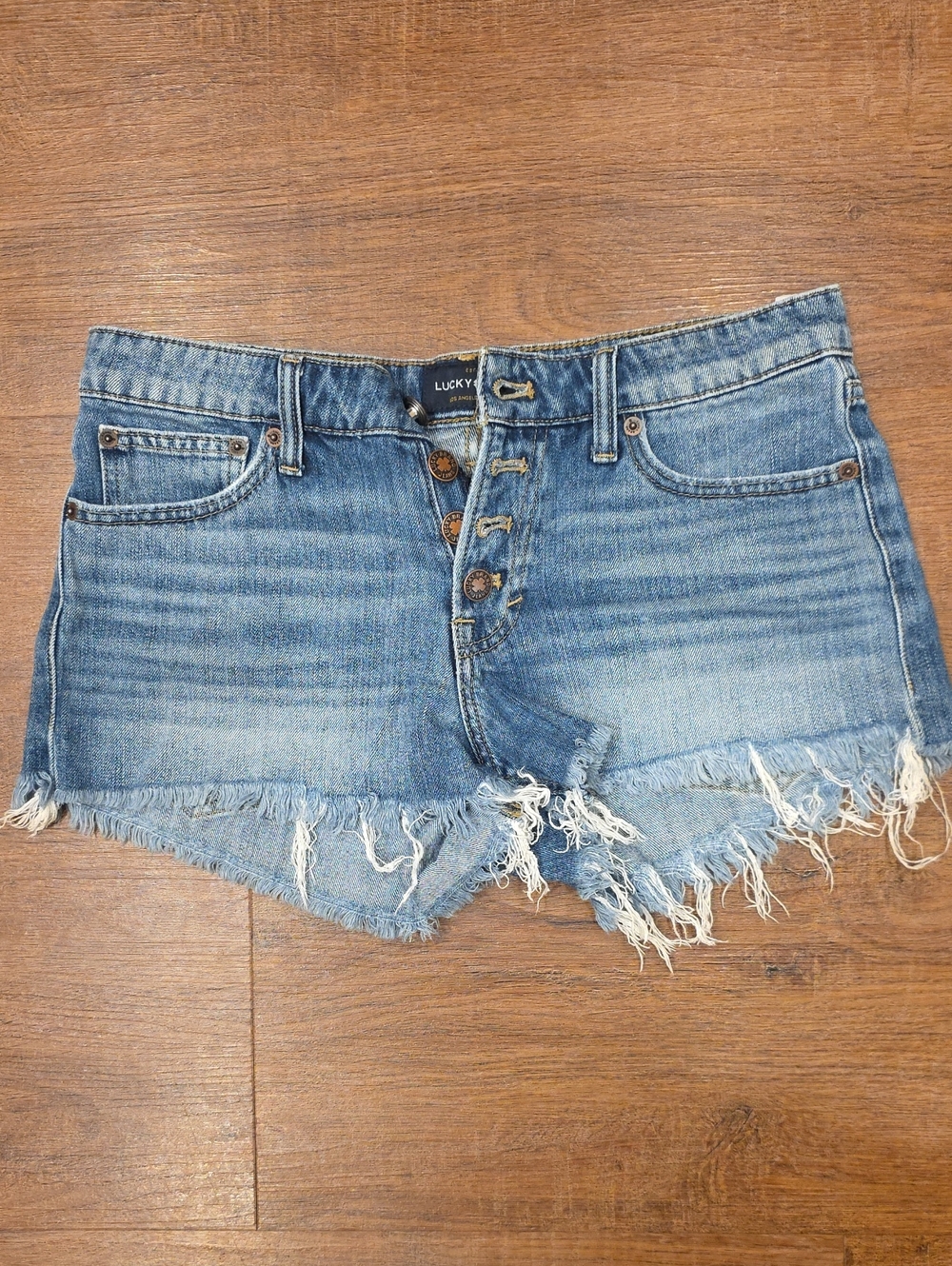 Lucky Brand The Cutoff Distressed Frayed Hem Denim Shorts
